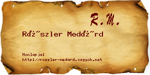 Röszler Medárd névjegykártya